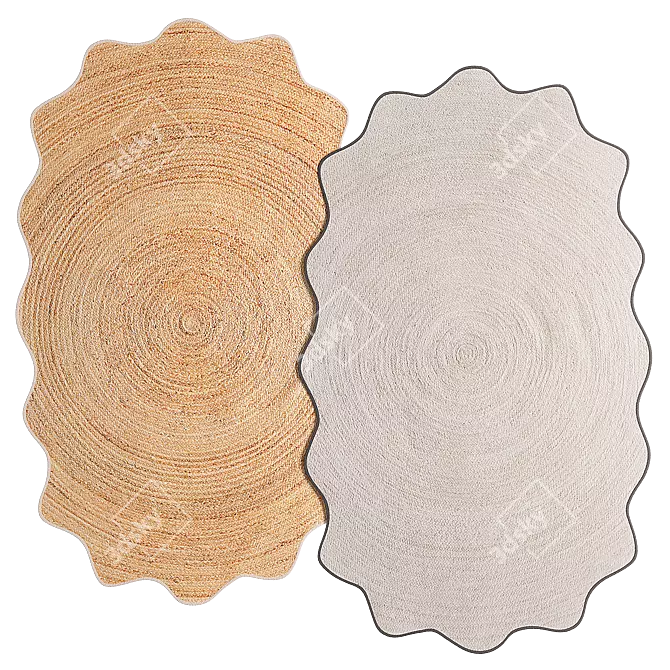 Scalloped Jute Rug Collection 3D model image 1