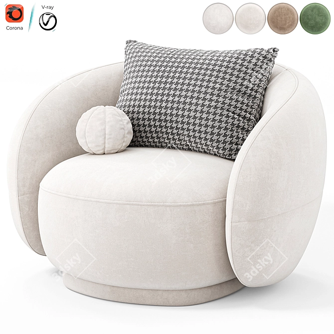 Modern Julep Armchair in 3D 3D model image 3