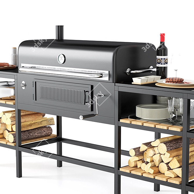 BBQ Grill 3D Model Kit 3D model image 4