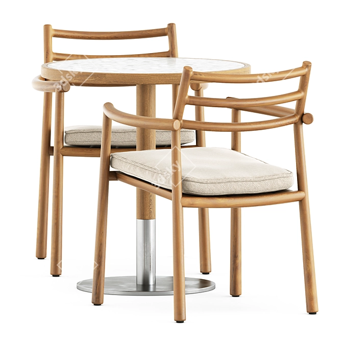 Elegant Ukiyo Armchair & Briscola Table 3D model image 3