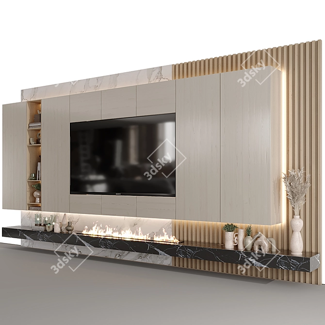 Premium TV Wall 03 Design 3D model image 2