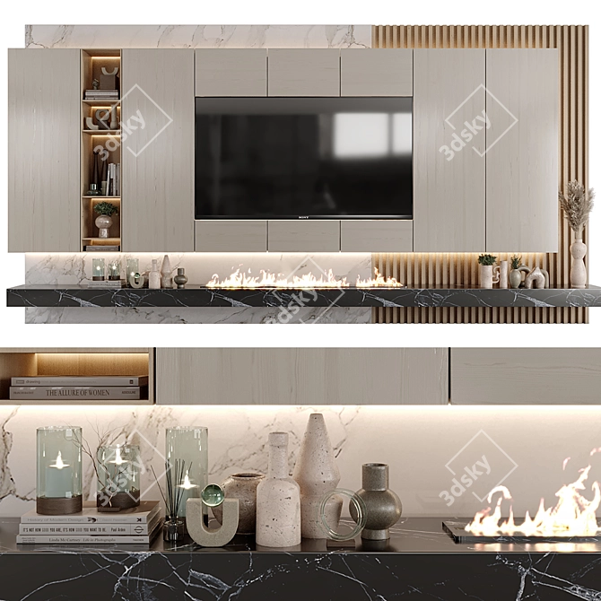 Premium TV Wall 03 Design 3D model image 6