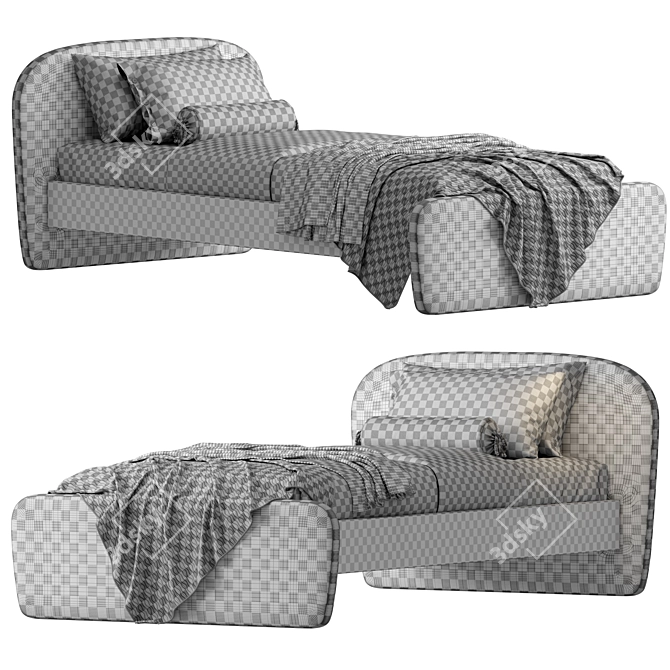 La Redoute Fabric and Wood Single Bed 3D model image 6