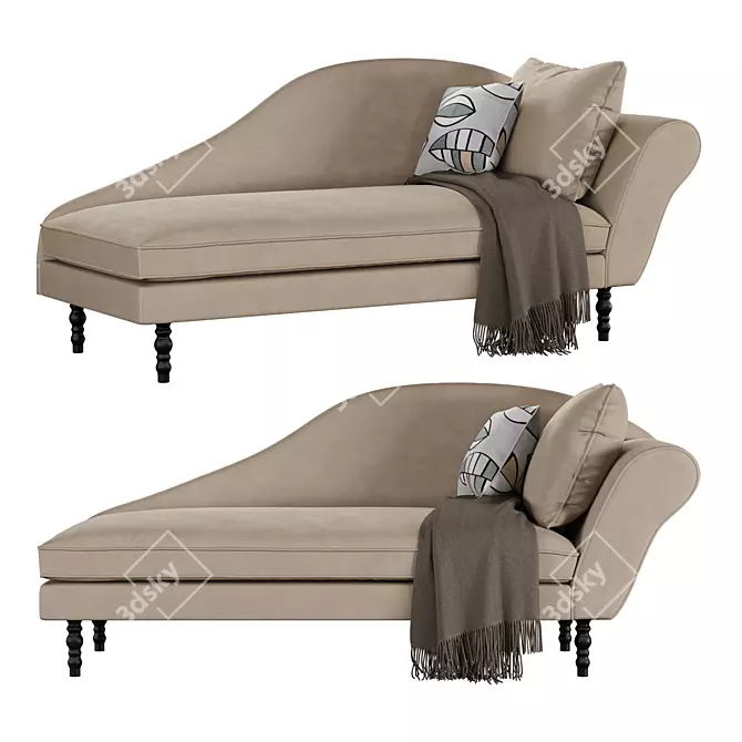 Luxurious Velvet Sofa with Décor 3D model image 2