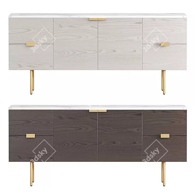  Modern Delphine Buffet in Gray 3D model image 2