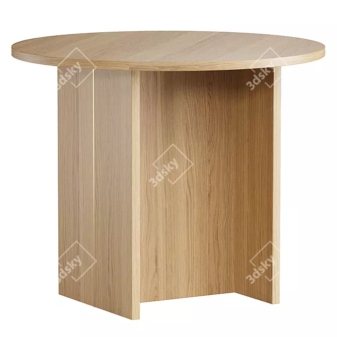 Modern Round Wooden Coffee Table 3D model image 2