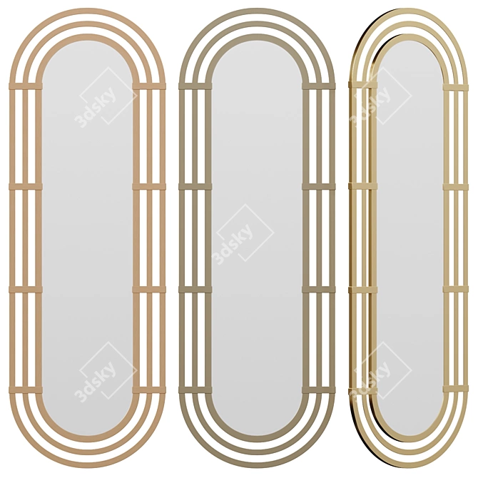 Luxury Gold Oval Mirror 3D model image 1