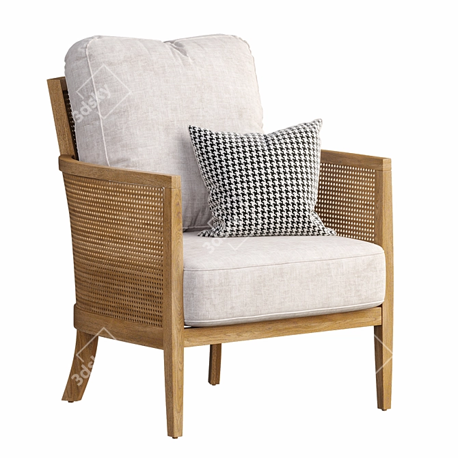 Handwoven Rattan Accent Chair 3D model image 1