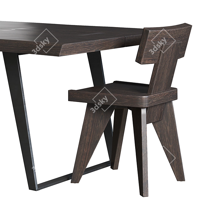 Yukon Live Edge Dining Set 3D model image 2