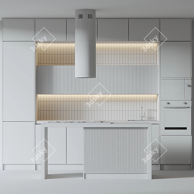 Modern Kitchen 3D Model Kit 3D model image 3