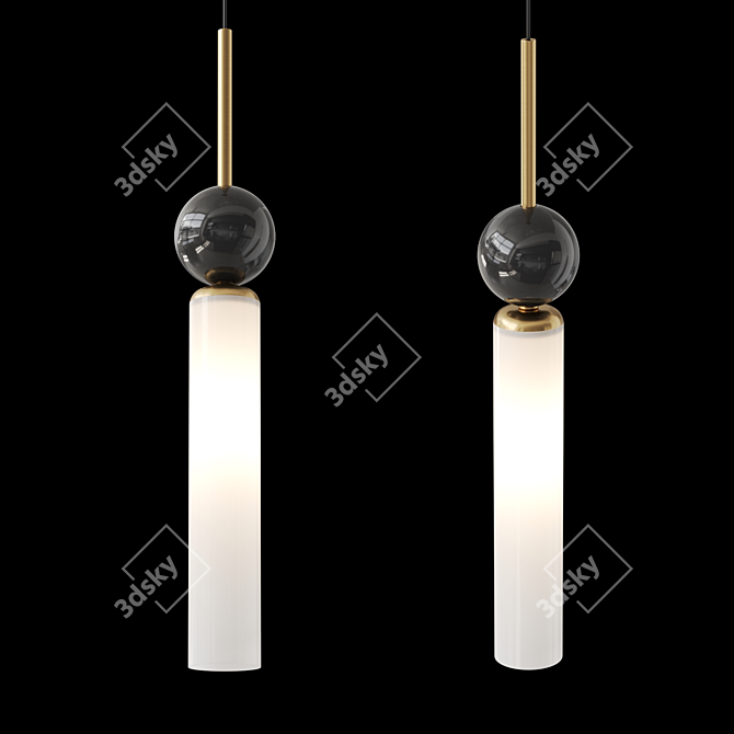 Marble Decor Brass Pendant Lamp 3D model image 2