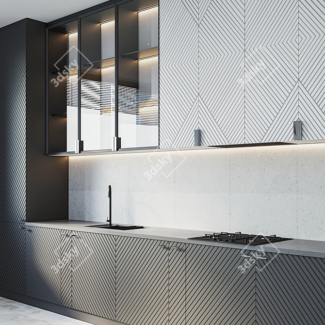 Modern Kitchen Neo, 60x45x29 Dimensions 3D model image 2