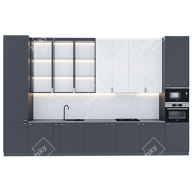 Modern Kitchen Neo, 60x45x29 Dimensions 3D model image 3