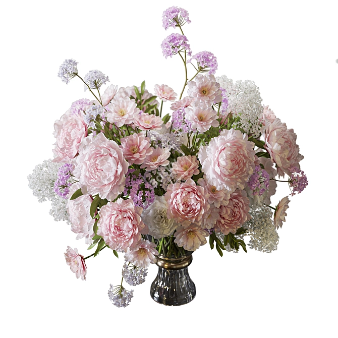 Peonies Bouquet 3D Model Set 3D model image 2