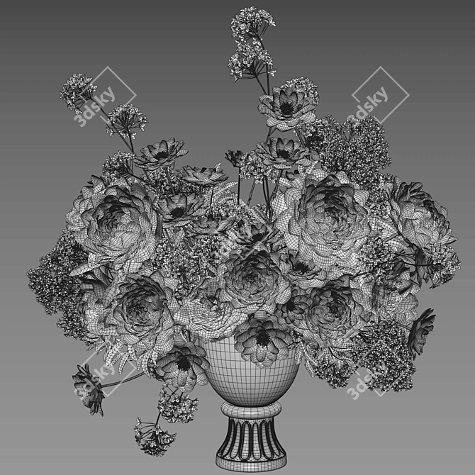 Peonies Bouquet 3D Model Set 3D model image 7