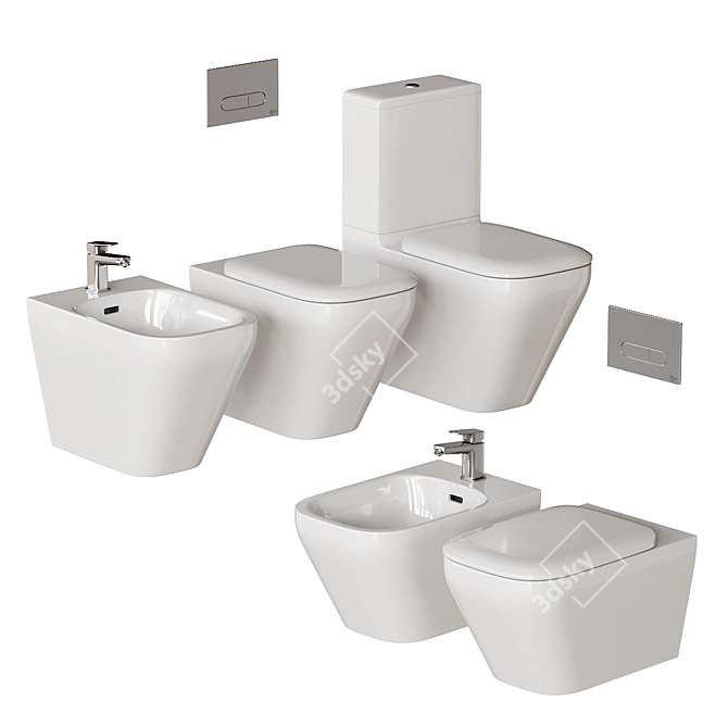 Tonic II Ceramic Bathroom Collection 3D model image 1