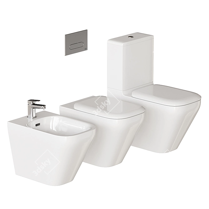 Tonic II Ceramic Bathroom Collection 3D model image 2