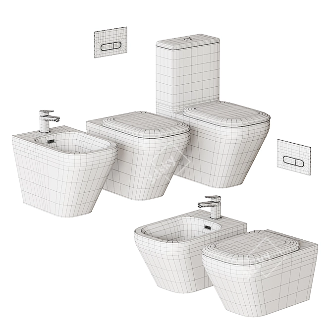 Tonic II Ceramic Bathroom Collection 3D model image 5