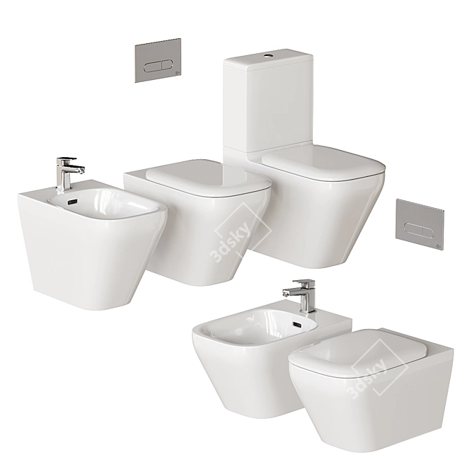 Tonic II Ceramic Bathroom Collection 3D model image 7