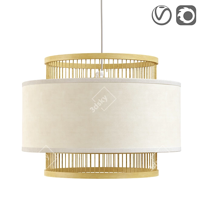 Mahina Natural Bamboo Pendant Light 3D model image 1
