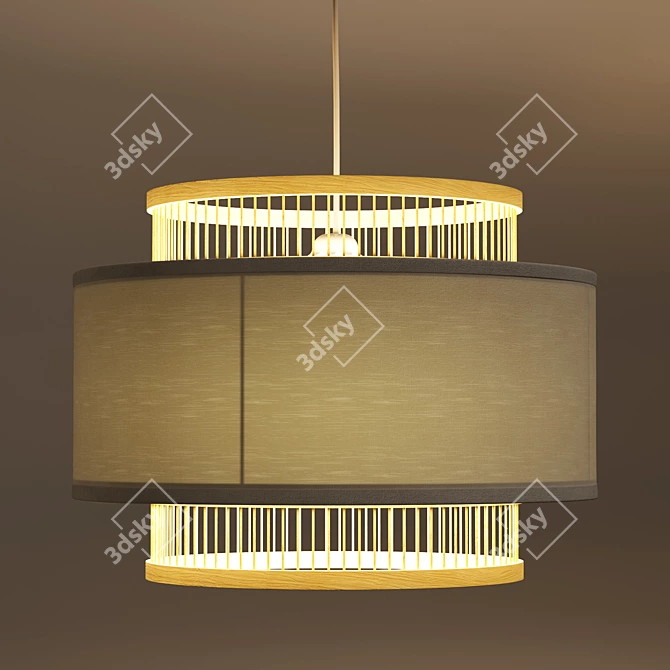Mahina Natural Bamboo Pendant Light 3D model image 3