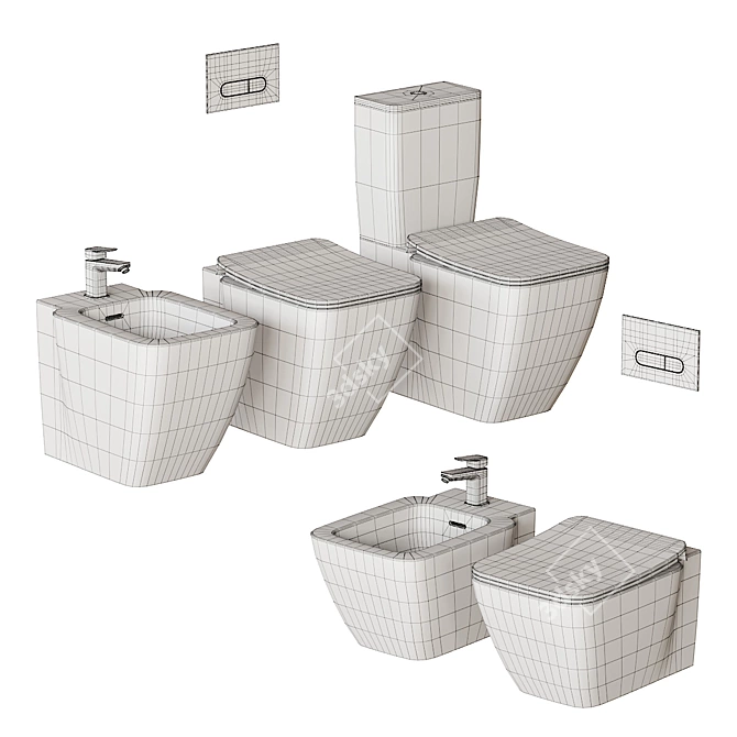 Strada II Collection: Ceramic Bathroom Fixtures 3D model image 5