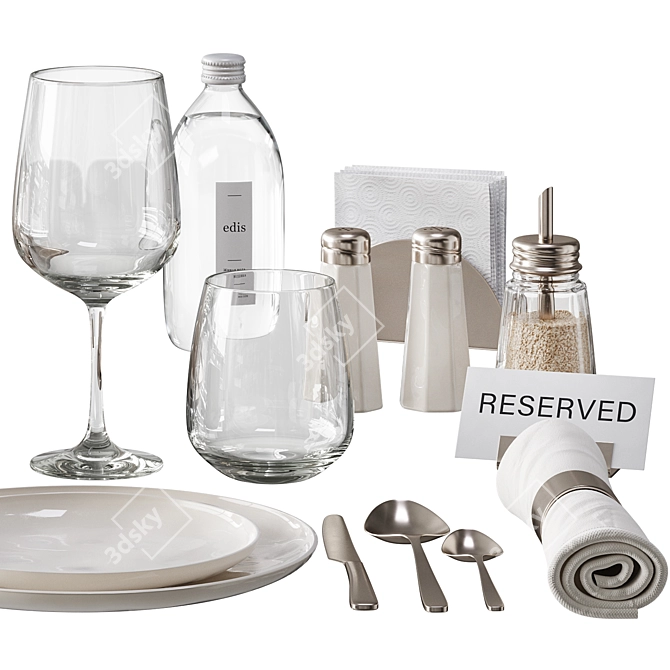 Elegant Restaurant Tableware Set 3D model image 3