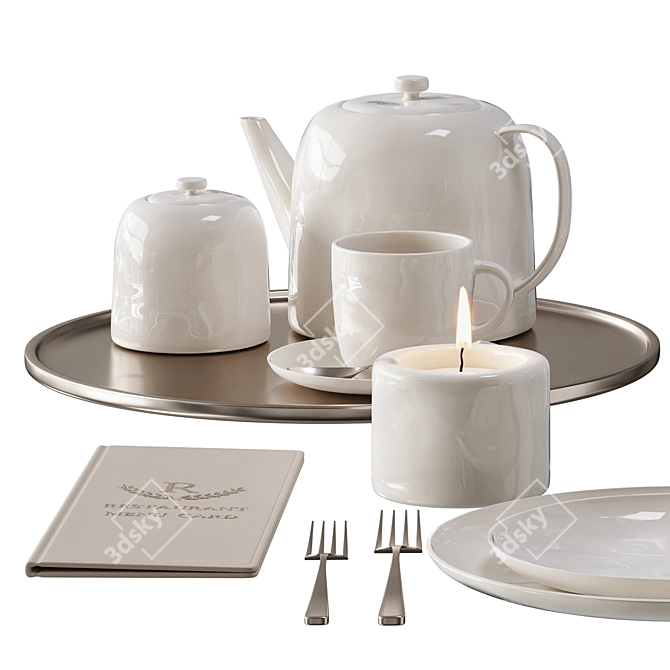 Elegant Restaurant Tableware Set 3D model image 4