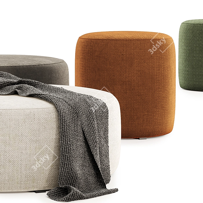 Versatile Folk Pouf in 4 Colorful Choices 3D model image 3