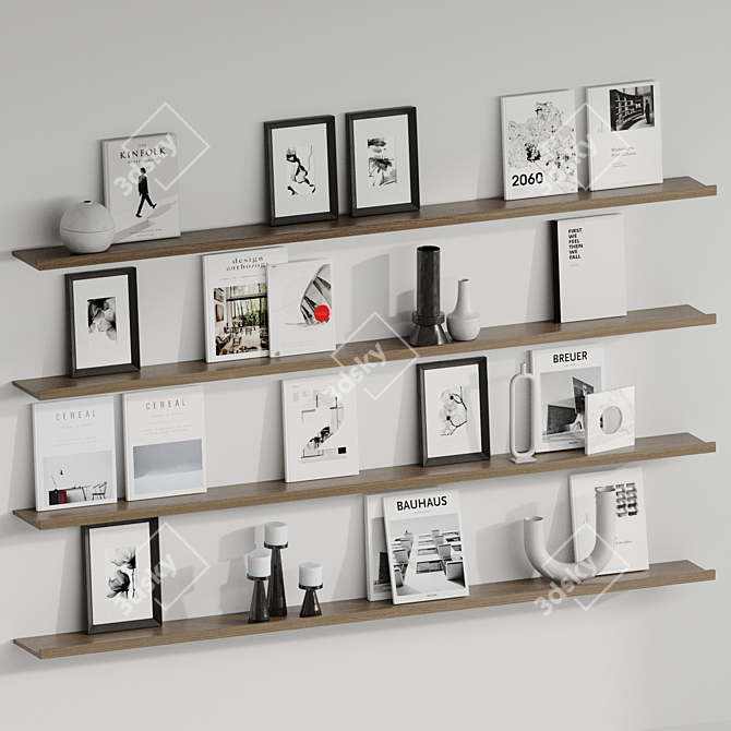 Decorative Wall Shelves with Fillings 3D model image 2