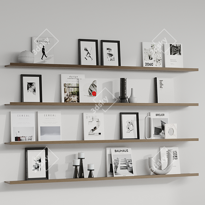 Decorative Wall Shelves with Fillings 3D model image 3