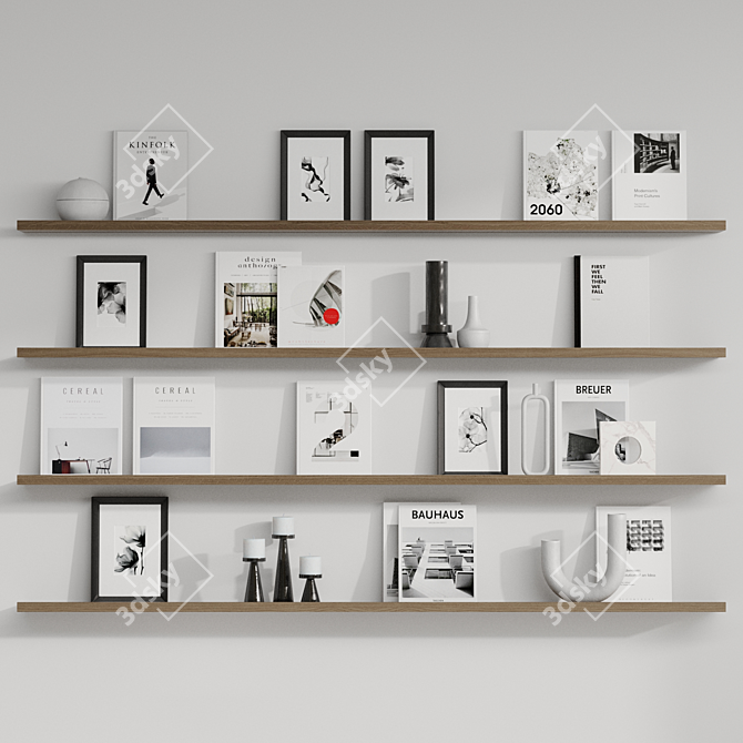 Decorative Wall Shelves with Fillings 3D model image 4