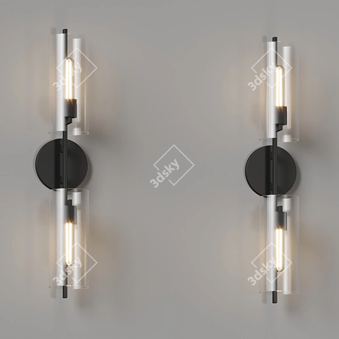 Ariel 2-Light Glass Wall Sconce 3D model image 3