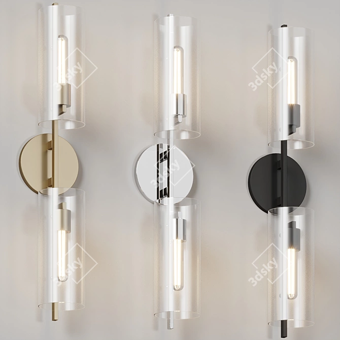 Ariel 2-Light Glass Wall Sconce 3D model image 4