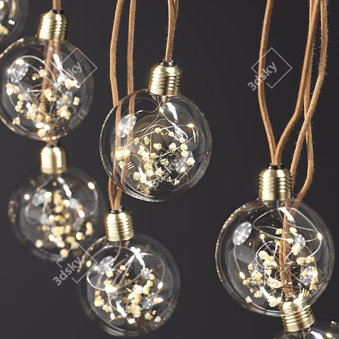 Delicate Dried Flower Lightbulb Bouquet 3D model image 4