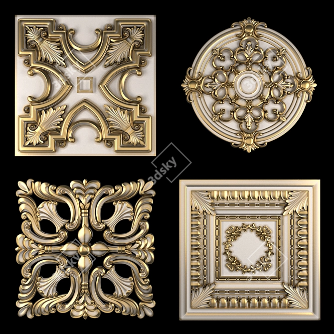 Intricate Ornament Design Elements Pack 3D model image 1