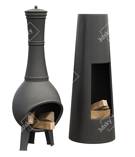 Modern Terrace Chimenea Heater, Elegant 3D model image 2