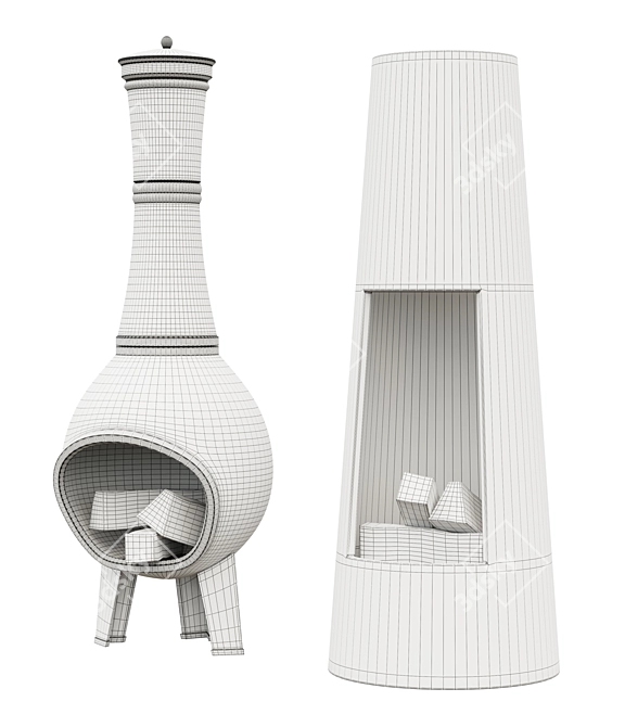 Modern Terrace Chimenea Heater, Elegant 3D model image 4