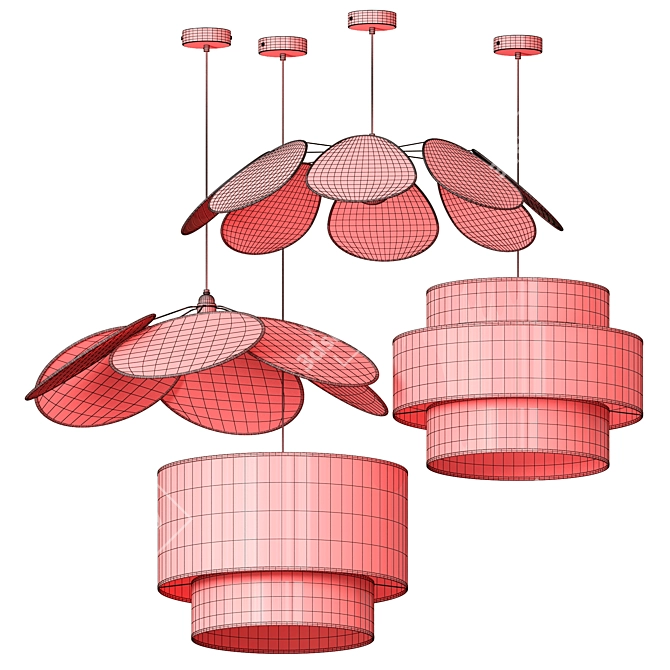 Handmade Rattan Pendant Lamps 3D model image 4