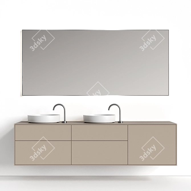Designer Floating Vanity Double Series 3D model image 1