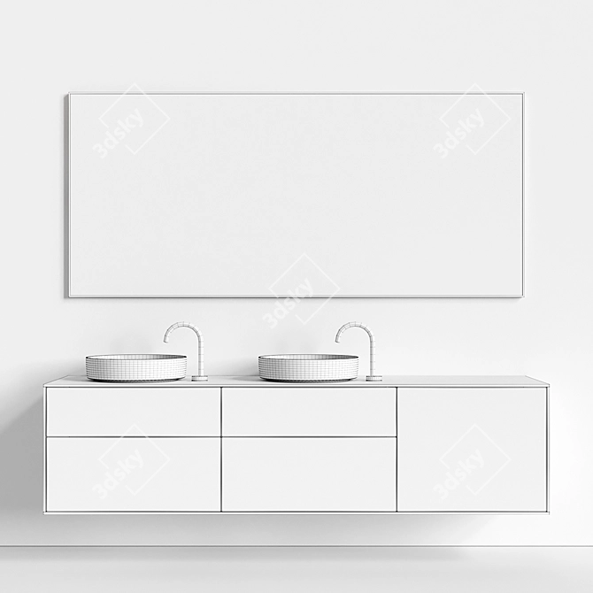 Designer Floating Vanity Double Series 3D model image 3