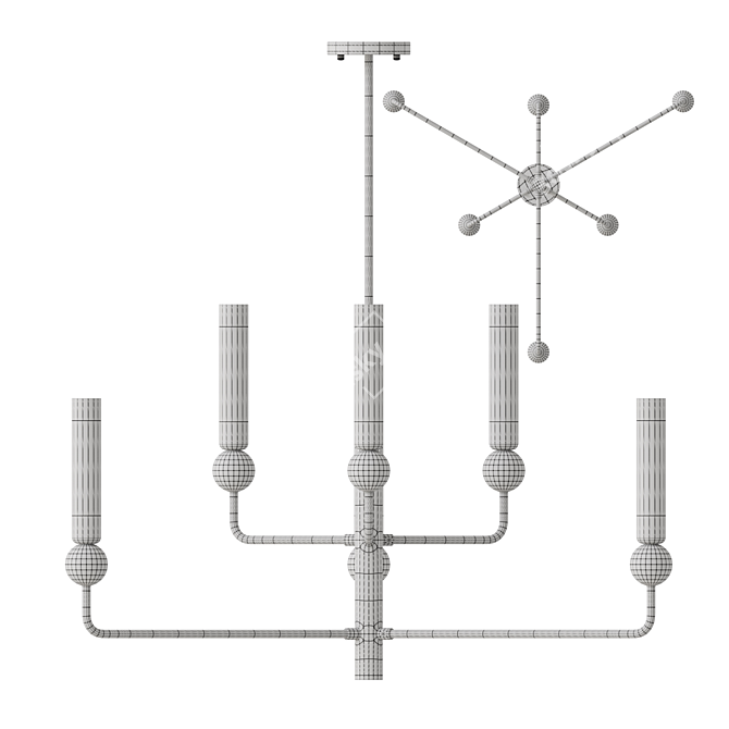 Brass & Marble Chandelier, Lampatron SENSEI M 3D model image 6