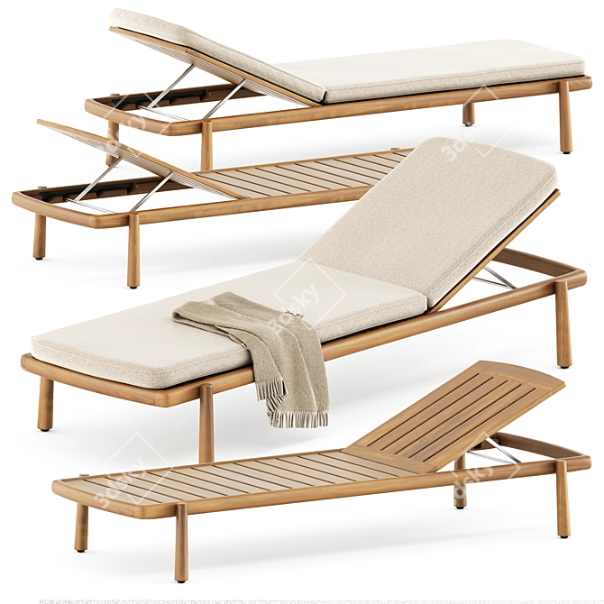 Tribu Ukiyo Lounger: Stylish Relaxation 3D model image 1