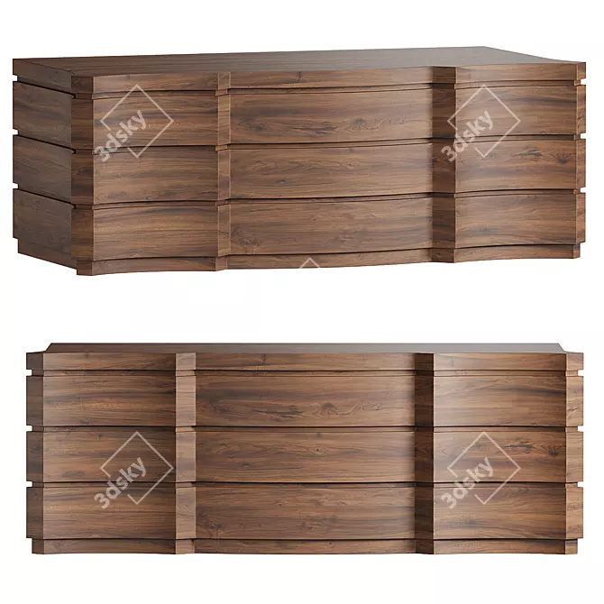  Modern Walnut Chest Drawers 3D model image 1