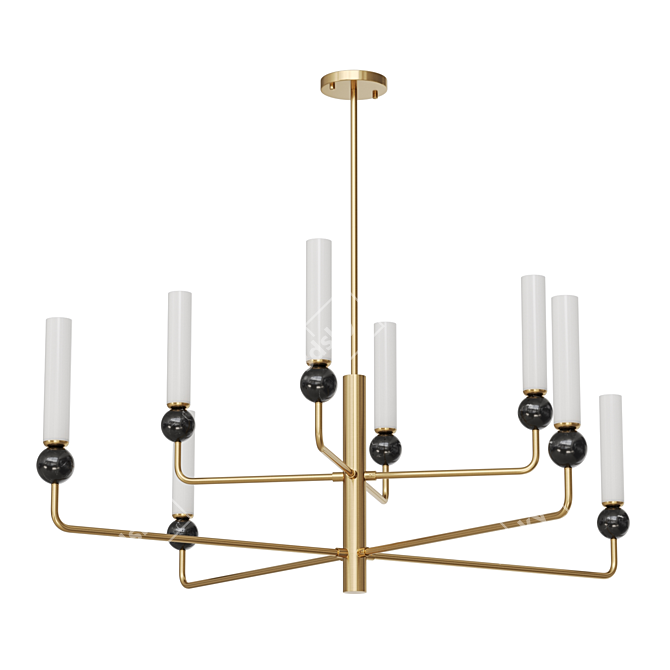 Marble and Brass Chandelier Fixture 3D model image 5