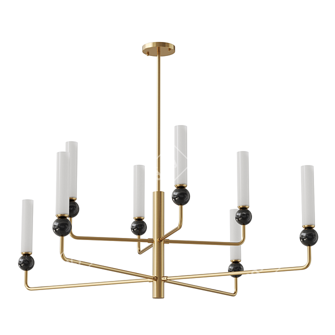 Marble and Brass Chandelier Fixture 3D model image 6