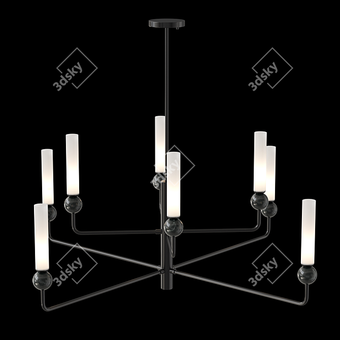 Marble and Brass Chandelier Fixture 3D model image 7