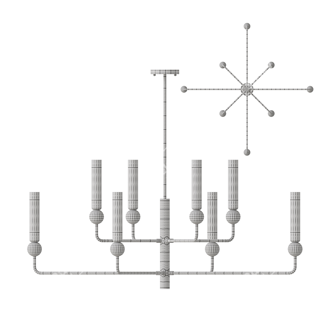 Marble and Brass Chandelier Fixture 3D model image 3