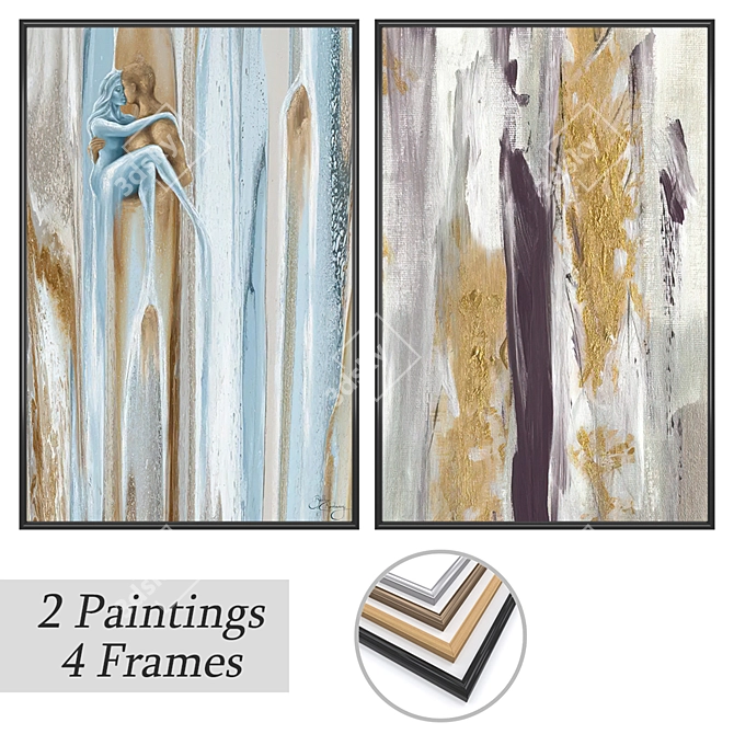 Art Set with Multiple Frames 3D model image 1