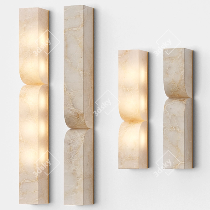 Marble Rectangular Dash Wall Sconce 3D model image 1